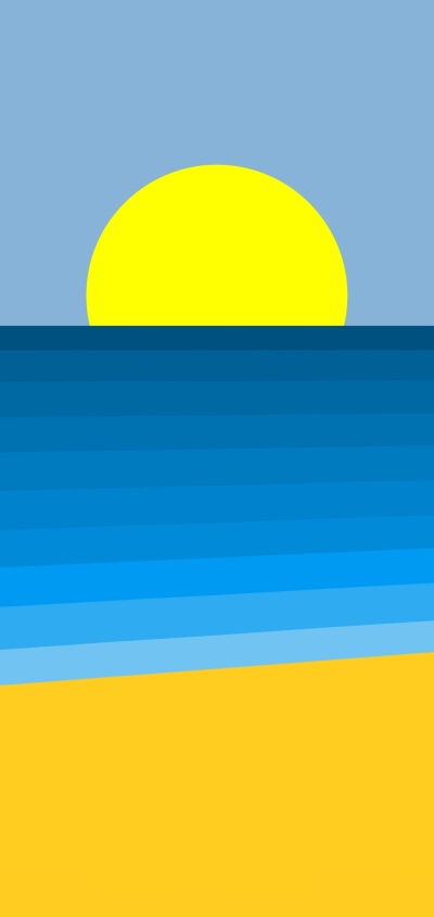 Artistic Minimalist, Sun, Beach, Ocean, 1440x3040