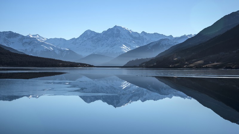 mountains, lake, 4K