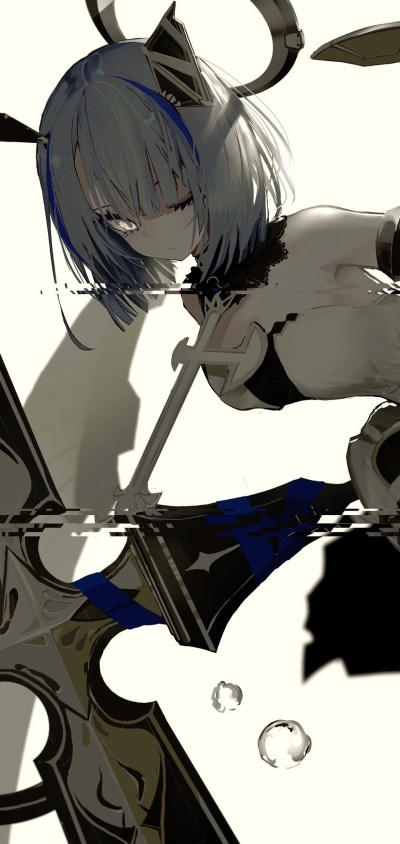 Anime Azur Lane, Short Hair, White Hair, Gascogne (Azur Lane), 1440x3040