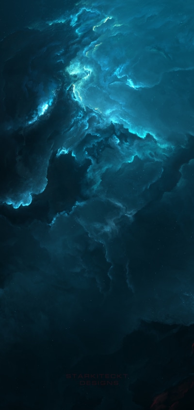 Sci Fi Nebula, Space, Blue, 1440x3040