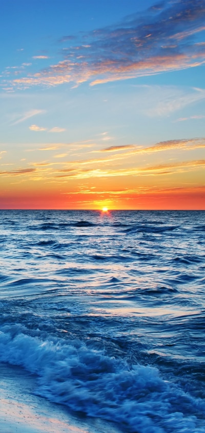 Earth Sunset, Ocean, Sky, Nature, Horizon, 1440x3040