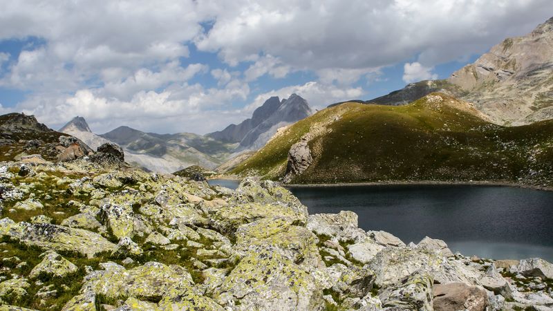 rocks, mountains, stones, water, 4k