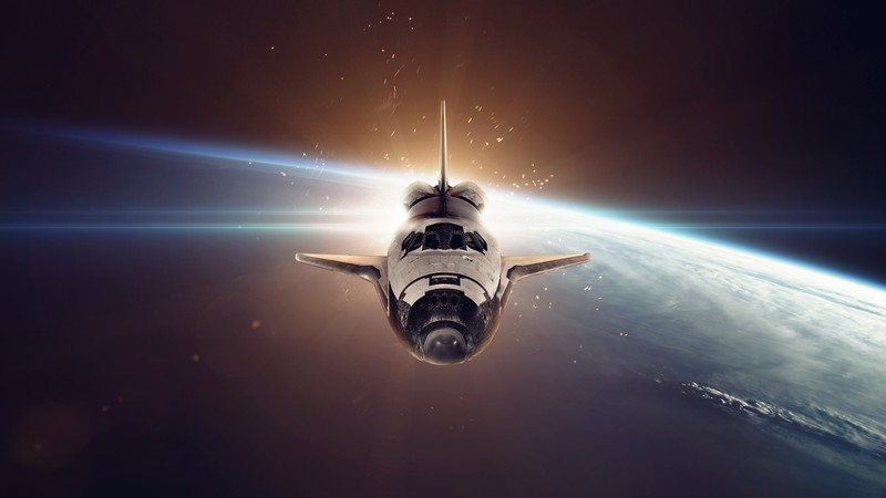 Spaceship, space, galaxy, 4K