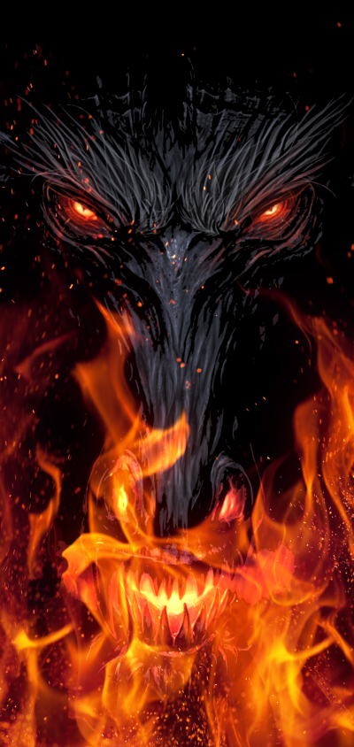 Dark Demon, Flame, Fire, 1440x3040