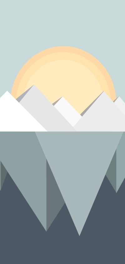 Artistic Minimalist, Sun, Water, Iceberg, 1440x3040
