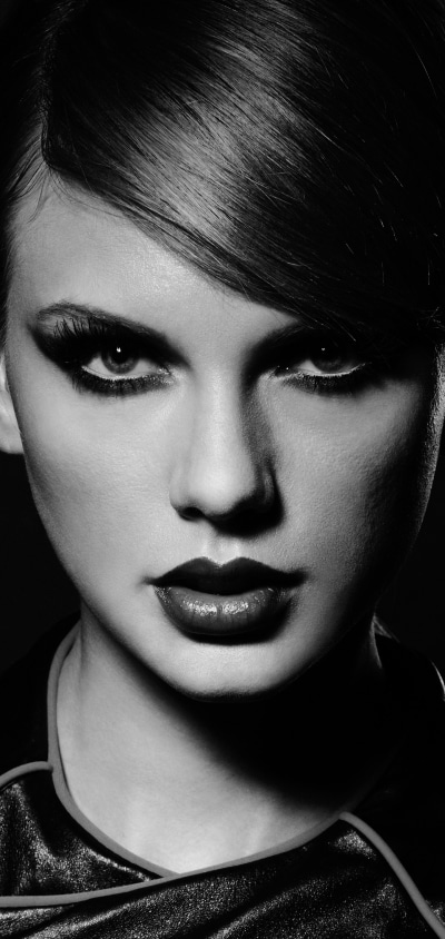 Music Taylor Swift, Monochrome, Singer, Makeup, Face, Black and White, 1440x3040