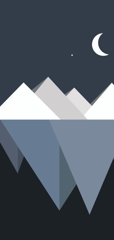 Artistic Minimalist, Water, Moon, Iceberg, 1440x3040