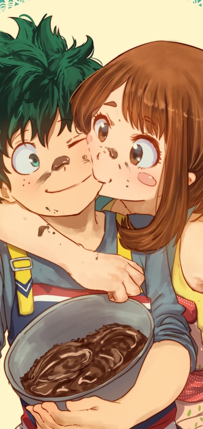 Anime My Hero Academia, Ochaco Uraraka, Izuku Midoriya, 1440x3040