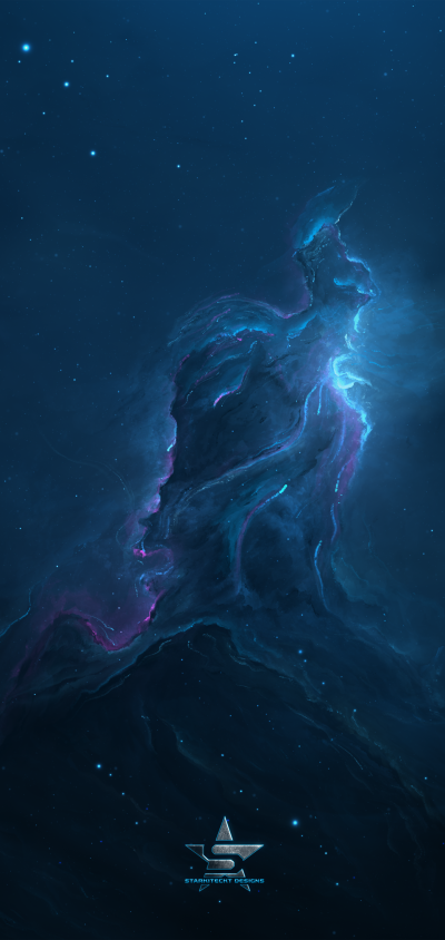 Sci Fi Nebula, Stars, Blue, Space, 1440x3040
