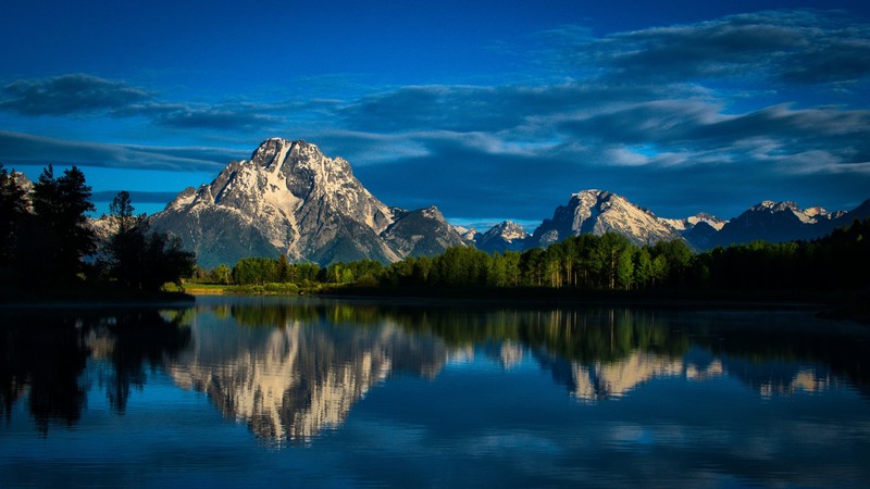 lake, forest, mountains, 4k