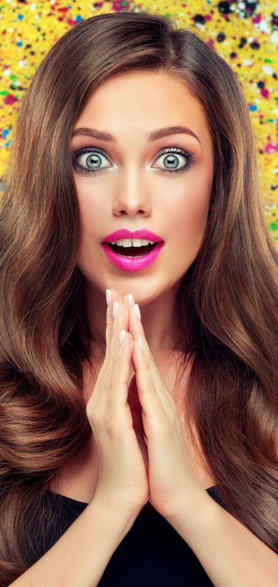 Women Model, Blue Eyes, Lipstick, Long Hair, Brunette, 1440x3040