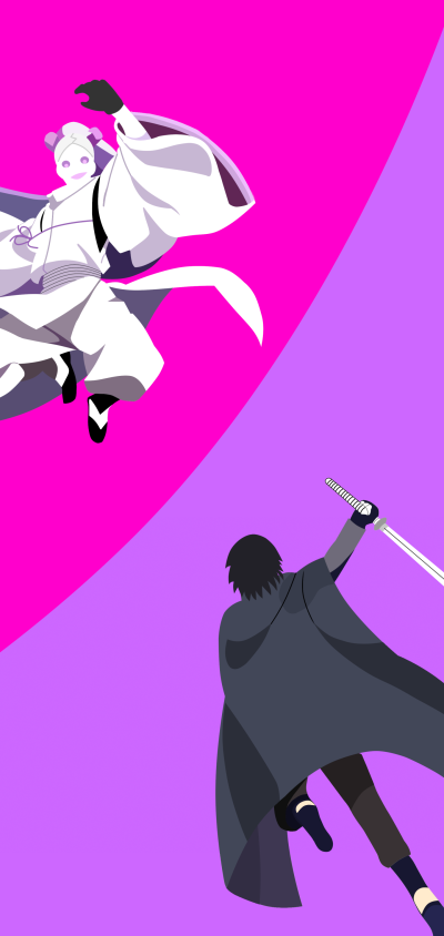 Anime Boruto, Sasuke Uchiha, Momoshiki Ōtsutsuki, Minimalist, 1440x3040