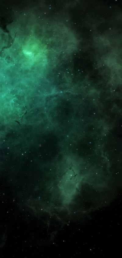 Sci Fi Nebula, Space, Green, Stars, 1440x3040