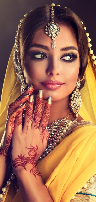 Women Model, Saree, Brown Eyes, Jewelry, Earrings, Brunette, 1440x3040