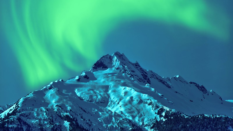 Aurora Borealis, sky, winter, mountains, 4K