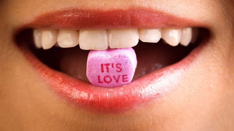 love image, heart, 4k, lips, kiss