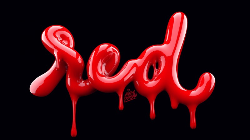 typography, abstract, 3D, red, 4k