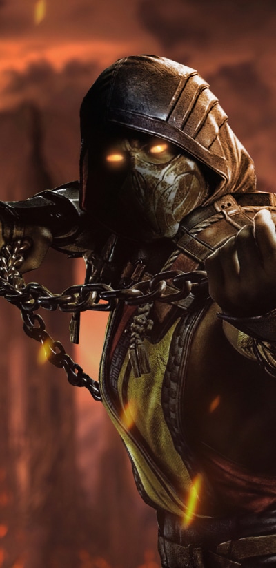 Video Game Mortal Kombat, Scorpion (Marvel Comics), 1440x2960