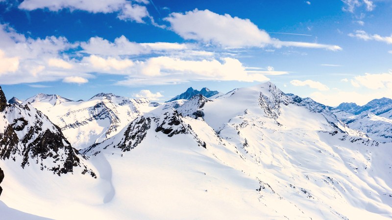 Grossglockner, mountains, Austria, snow, winter, sky, clouds, 4K