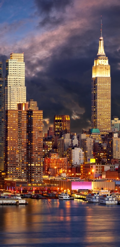 Man Made Manhattan, Building, Light, Night, New York, City, 1440x2960