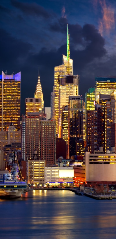 Man Made Manhattan, City, Night, Light, New York, Building, 1440x2960