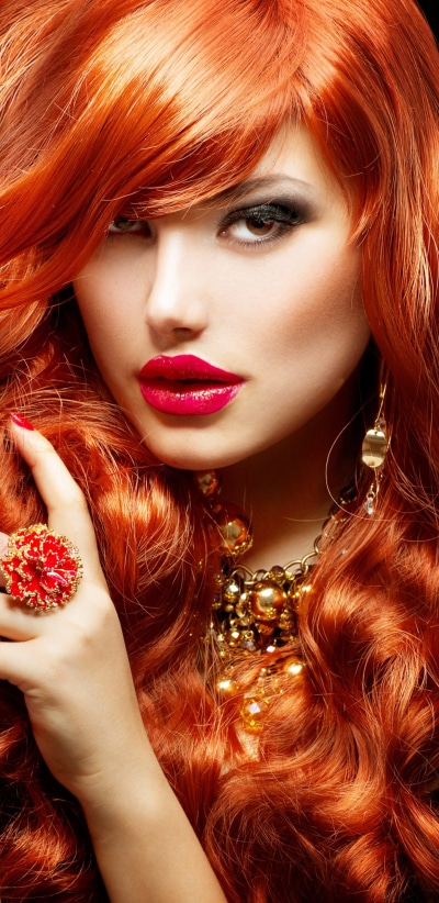 Women Model, Long Hair, Lipstick, Redhead, 1440x2960