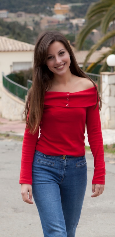Women Lorena Garcia, Jeans, Smile, Model, 1440x2960