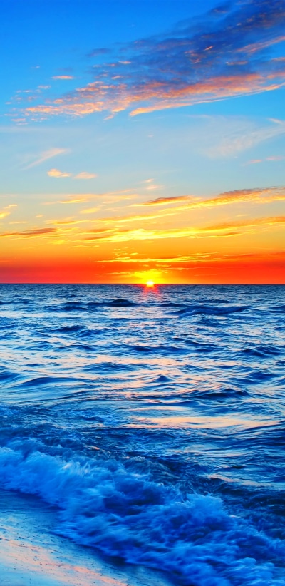 Earth Sunset, Sky, Horizon, Nature, Wave, Ocean, 1440x2960