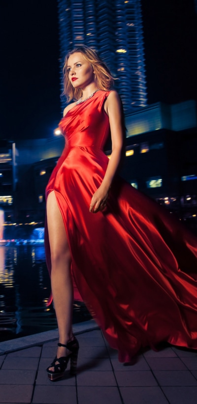 Women Model, Red Dress, 1440x2960