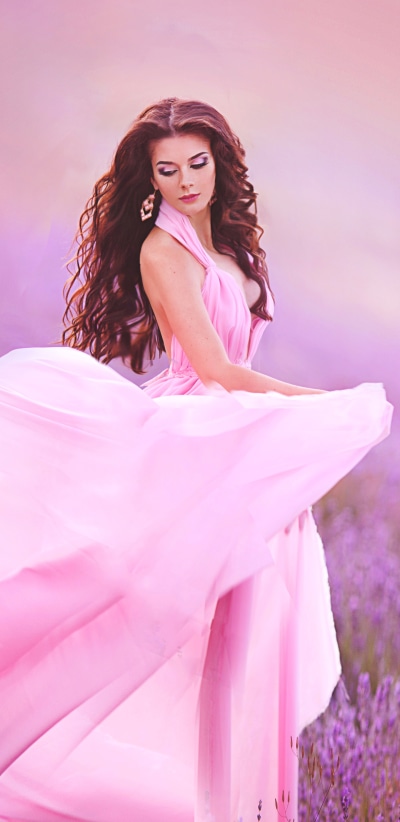 Women Model, Pink Dress, Brunette, Earrings, 1440x2960