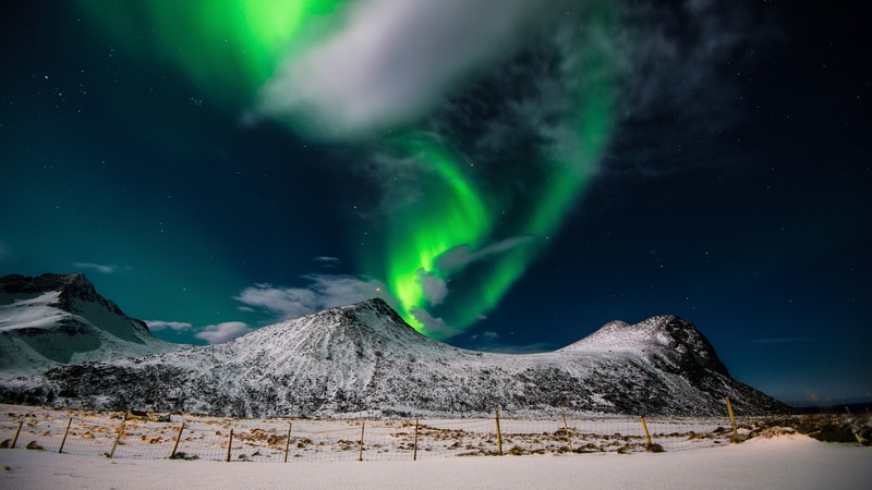 northern lights, sky, winter, mountains, 4k