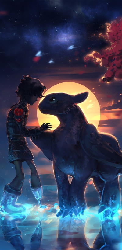 Movie How to Train Your Dragon: The Hidden World, Hiccup (How To Train Your Dragon), Toothless (How To Train Your Dragon), Dragon, 1440x2960