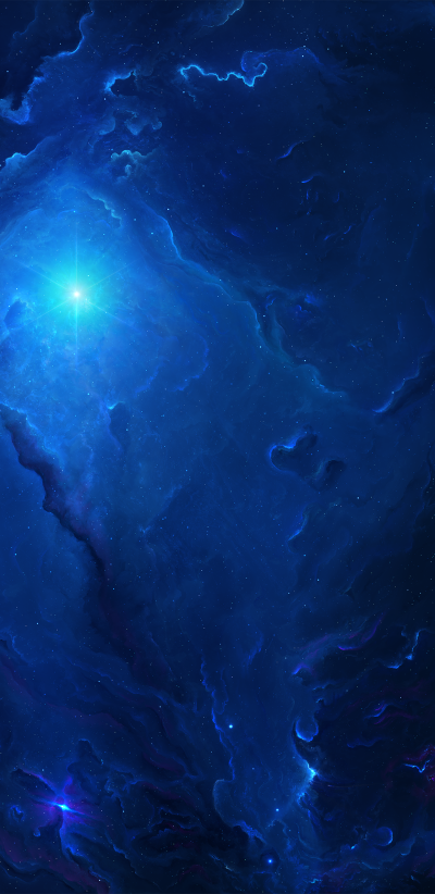 Sci Fi Nebula, Space, Blue, Cosmos, Stars, 1440x2960