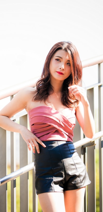 Women Model, Shorts, Brunette, Asian, Lipstick, 1440x2960