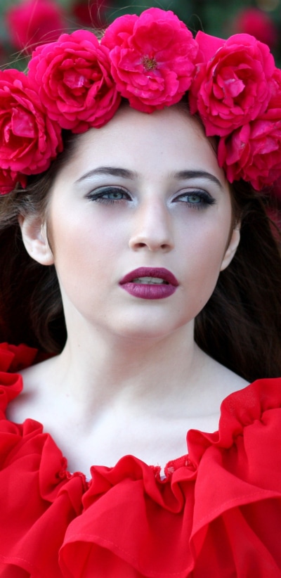 Women Model, Wreath, Flower, Lipstick, 1440x2960