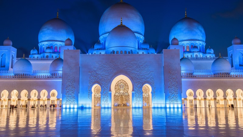 Sheikh Zayed Mosque, Abu Dhabi, night, 4K