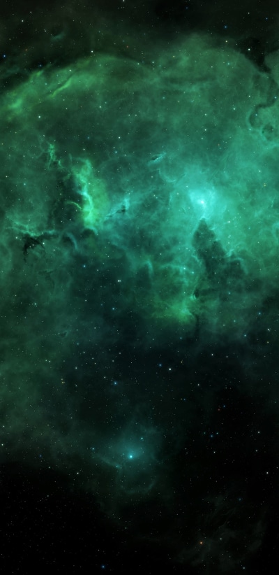 Sci Fi Nebula, Green, Space, Stars, 1440x2960