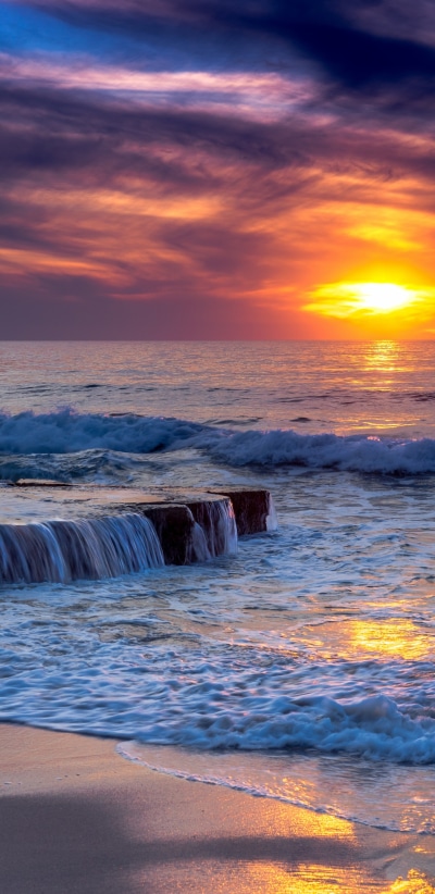 Earth Sunset, Horizon, Sea, Ocean, 1440x2960
