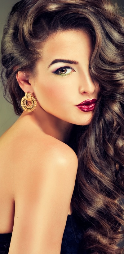 Women Model, Brunette, Curl, Hair, Lipstick, Earrings, 1440x2960
