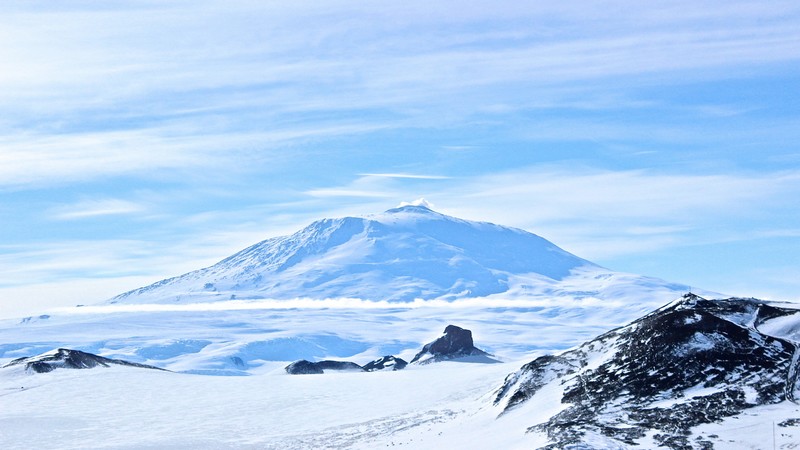 Erebus, Antarctica, volcano, snow, winter, 4K