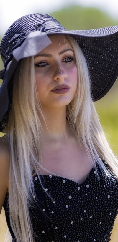 Women Model, Hat, Blonde, Long Hair, 1440x2960