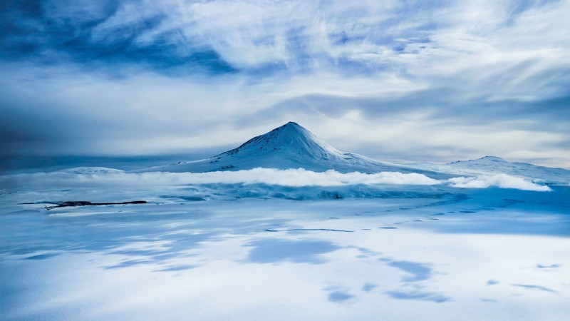 Erebus, Antarctica, volcano, snow, winter, 4K
