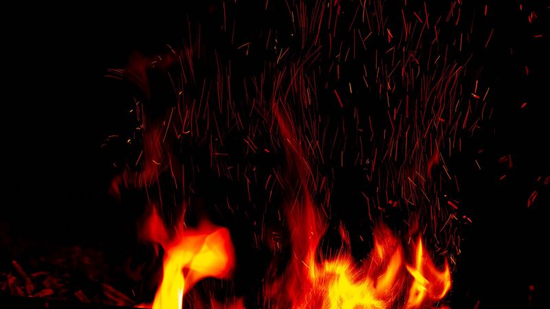 sparks, fire, flame, black, 4k