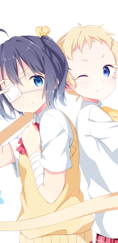 Anime Love, Chunibyo and Other Delusions, Sanae Dekomori, Rikka Takanashi, 1440x2960