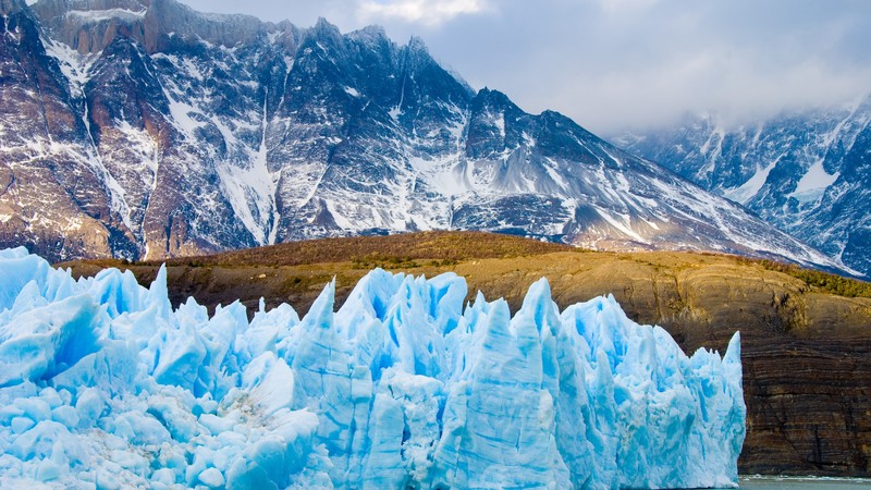 mountains, glacier, Chile, 4k