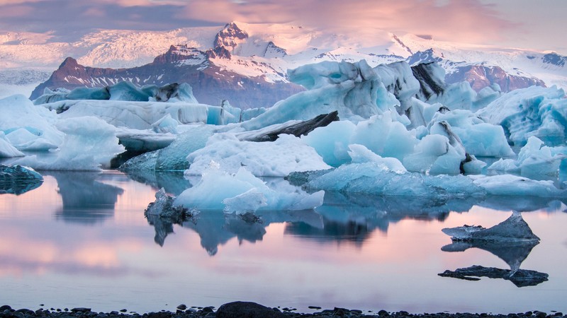 Joekulsarlon, lagoon, ice, ocean, mountains, 4K