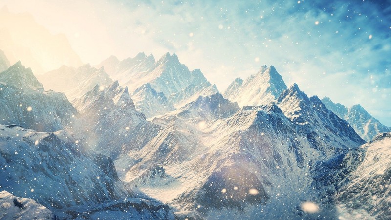 mountains, snow, winter, 4k