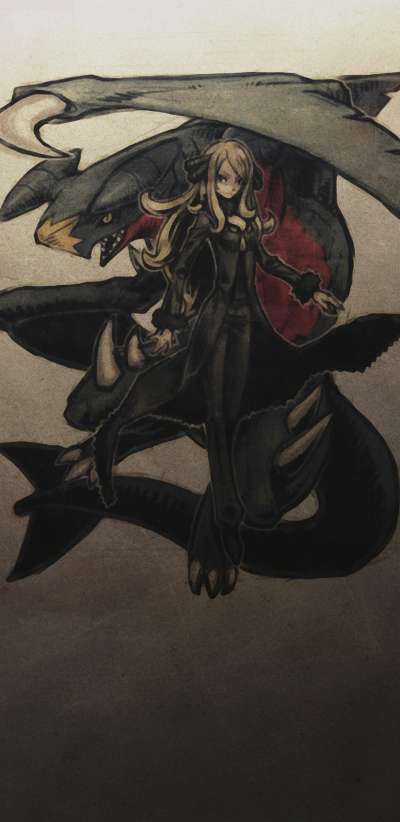 Anime Pokémon, Cynthia (Pokémon), Garchomp (Pokémon), 1440x2960