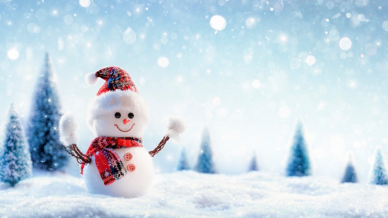 Christmas, New Year, snow, winter, snowman, 4K
