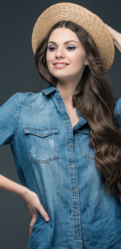 Women Model, Hat, Long Hair, Smile, Brunette, Brown Eyes, 1440x2960
